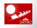 Vector Illustration with Santa Claus flying with deer. Paper art style Royalty Free Stock Photo