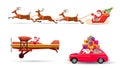 Vector illustration of Santa Claus flying with deer Royalty Free Stock Photo