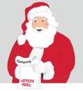 Vector illustration, Santa Claus with French text, Souhaits means wish list and Joyeux Noel means Merry Christmas.