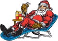 Christmas Santa Lounging Vector Illustration