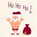 Vector illustration of Santa with gift bag full of money Royalty Free Stock Photo
