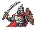 Saracen Crusade Warrior Cartoon Mascot Logo Badge