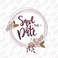 Vector illustration of save the date text with flowers