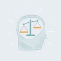 Vector illustration of Scale Balance in Human Head on white background.