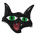 Cat icon. Vector illustration of a scared black cat. Hand drawn cartoon shaggy furry cat