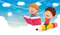 Vector Illustration Of School Children Flying