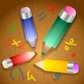 Vector illustration of school pencils Royalty Free Stock Photo