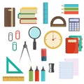 Vector illustration school supplies. Royalty Free Stock Photo