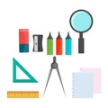 Vector illustration school supplies. Royalty Free Stock Photo