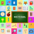 Vector illustration school supplies. Royalty Free Stock Photo