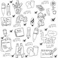 Vector illustration school tools in doodles