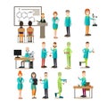 Science people vector flat icon set Royalty Free Stock Photo