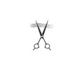 Scissors and hair icon on white background. Vector illustration Royalty Free Stock Photo