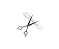 Scissors and hair icon on white background. Vector illustration Royalty Free Stock Photo