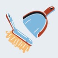 Vector illustration of scoop, broom on white backround.