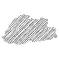 Vector illustration of scribble drawing map of Bhutan Royalty Free Stock Photo