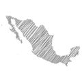 Vector illustration of scribble drawing map of Mexico