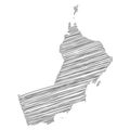 Vector illustration of scribble drawing map of Oman