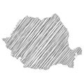 Vector illustration of scribble drawing map of Romania