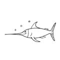 Vector illustration of Sea life. Set with doodle funny sea animals. Coloring page for kids Royalty Free Stock Photo