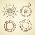 Vector illustration of sea ship supplies