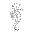 Vector illustration of a seahorse isolated on a white background. Coloring Pages. Coloring Book for adults and children Royalty Free Stock Photo