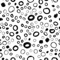 Vector illustration of seamless black dot pattern with different grunge effect rounded spots Royalty Free Stock Photo