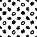 Vector illustration of seamless black dot pattern with different grunge effect rounded spots Royalty Free Stock Photo