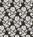 Vector illustration of seamless black and white flower pattern