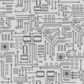 Vector illustration of seamless electronic circuit board chip-set background