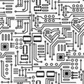 Vector illustration of seamless electronic circuit board chip-set background