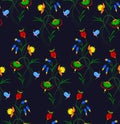 Vector illustration of seamless fantasy flower pattern