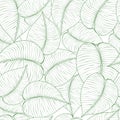 Vector illustration of seamless green leaf pattern. Abstract floral background with leaves, line style pattern, floral Royalty Free Stock Photo