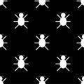 Seamless pattern white beetles on a black background. Design element for poster, banner, clothes. Royalty Free Stock Photo
