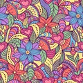 Seamless pattern with abstract flowers