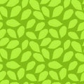 Vector illustration: Seamless pattern with cherry leaves on green background