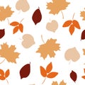 Vector illustration seamless pattern with colorful autumn leaves abstract nature orange natural graphic design red fall Royalty Free Stock Photo