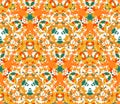 Vector illustration. Seamless pattern composed of bright color abstract elements located on white background. Royalty Free Stock Photo