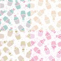 Vector illustration seamless pattern of cute cupcakes