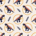 Vector illustration of seamless pattern with dinosaur. Royalty Free Stock Photo