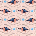 Vector illustration of seamless pattern with dinosaur. Royalty Free Stock Photo