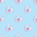 Vector illustration of seamless pattern with envelopes and hearts Royalty Free Stock Photo