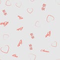 Vector illustration of a seamless pattern with hearts and love inscriptions in German, French, English and Chinese Royalty Free Stock Photo