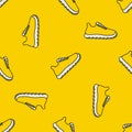 Vector illustration seamless pattern with icons of sports running shoes for sneakers. Royalty Free Stock Photo