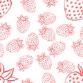 Seamless pattern with strawberry. Vector illustration of a seamless pattern of juicy strawberries. Hand drawn strawberry