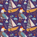 Vector illustration of seamless pattern with pirates.