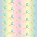 Vector illustration of seamless pattern from rainbow unicorns Royalty Free Stock Photo