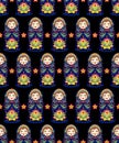 Pattern with russian dolls matryoshkas