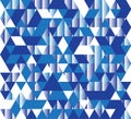 Vector illustration of a seamless pattern of simple triangles in different shades of blue and white colors Royalty Free Stock Photo
