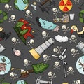 Seamless pattern on the theme of ecology the pollution of the ea